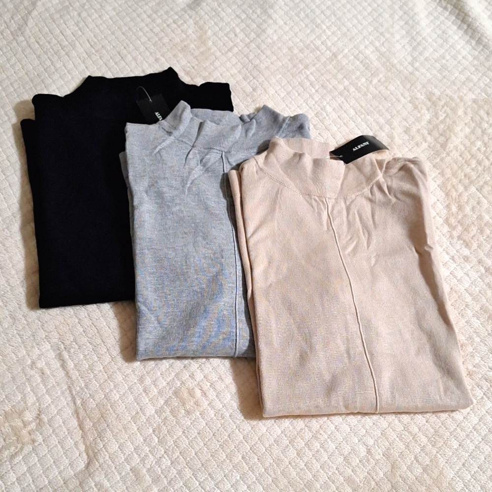 3 ALFANI Women's Seam-Front Mock Neck Sweater SIZE Small